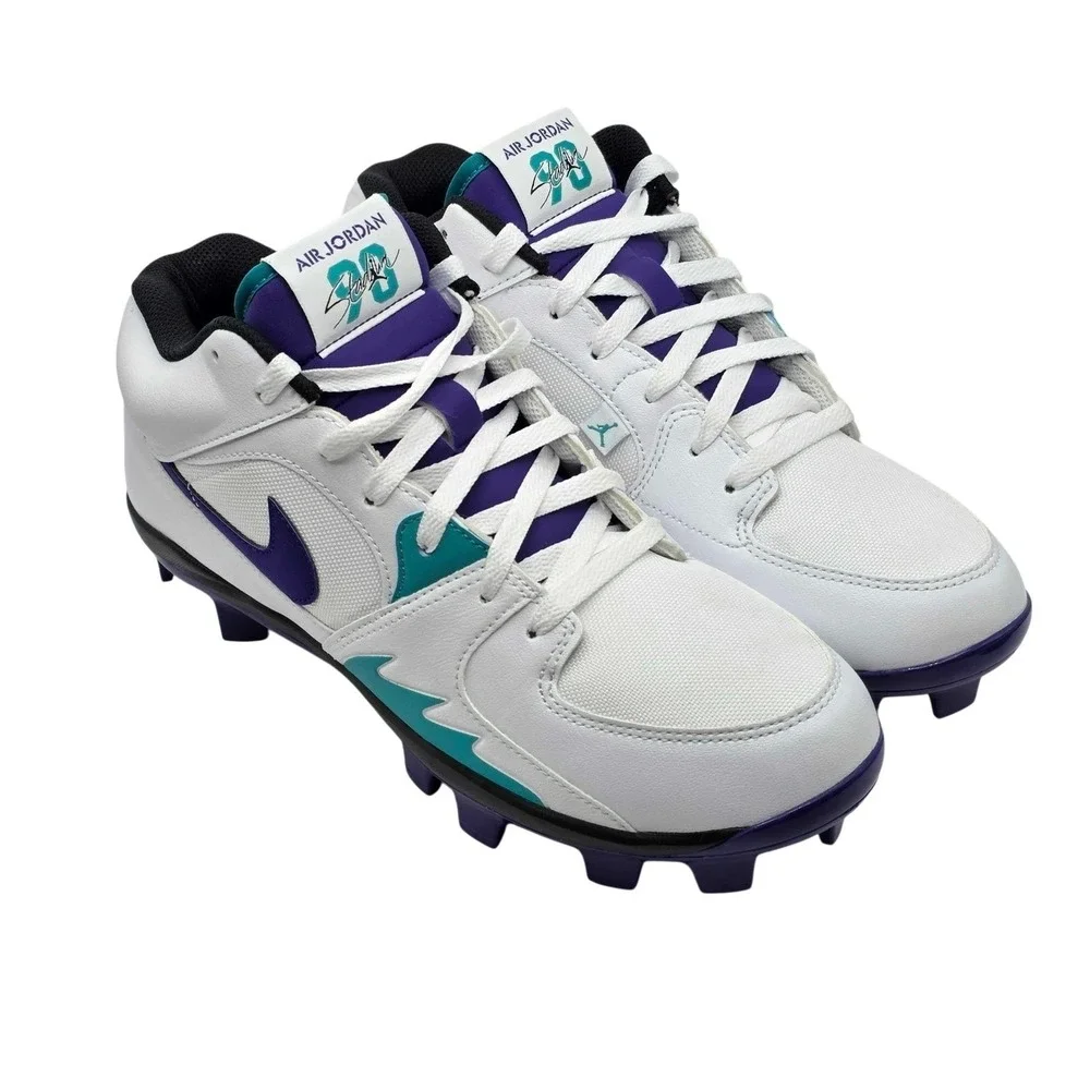 Jordan Stadium 90 Low MCS Baseball Cleats Mens 9 White Purple Grape HQ0211-105